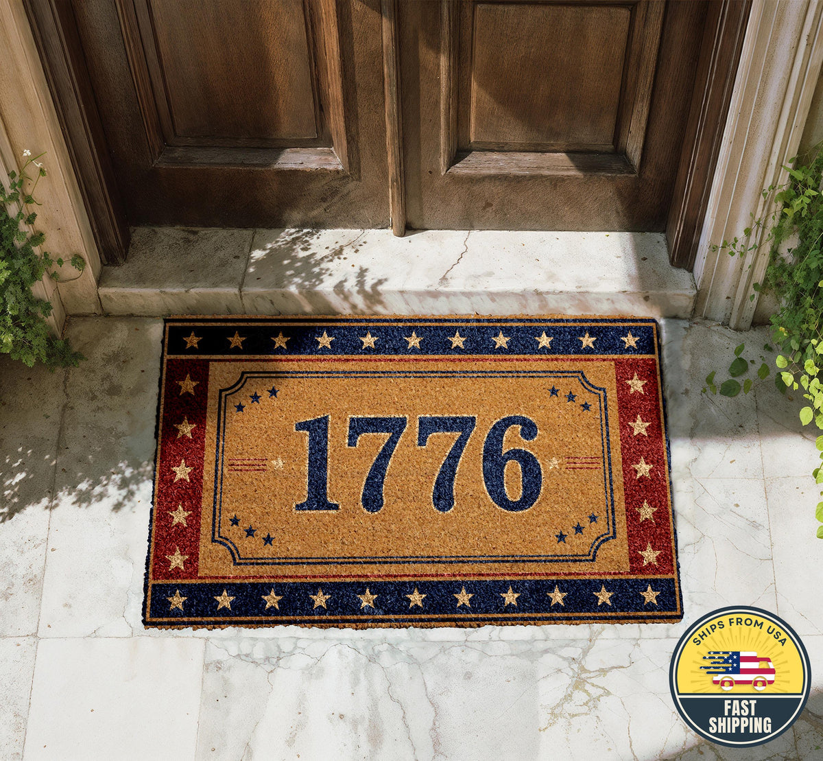 1776 Welcome Mat, Patriotic Front Door Decor, American Revolution Doormat