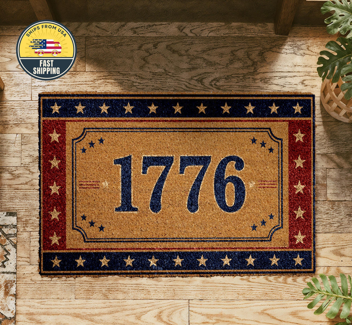 1776 Welcome Mat, Patriotic Front Door Decor, American Revolution Doormat