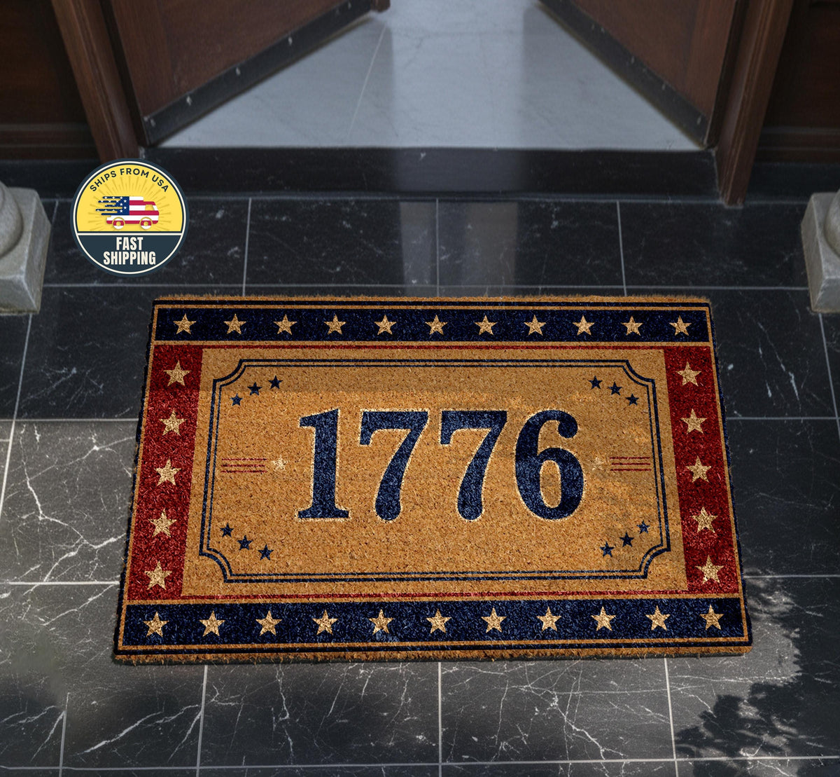 1776 Welcome Mat, Patriotic Front Door Decor, American Revolution Doormat