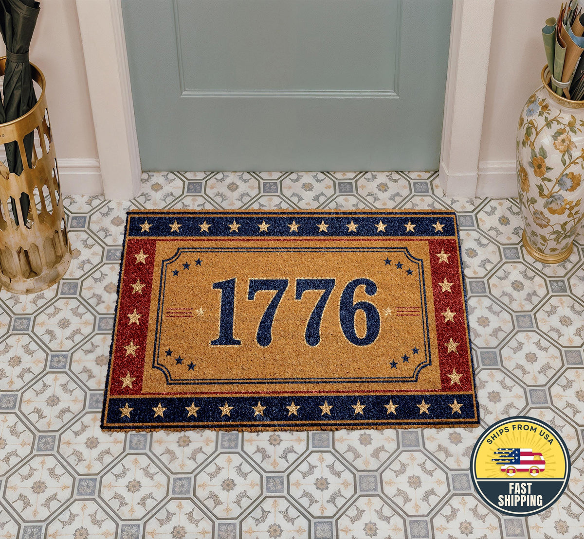 1776 Welcome Mat, Patriotic Front Door Decor, American Revolution Doormat