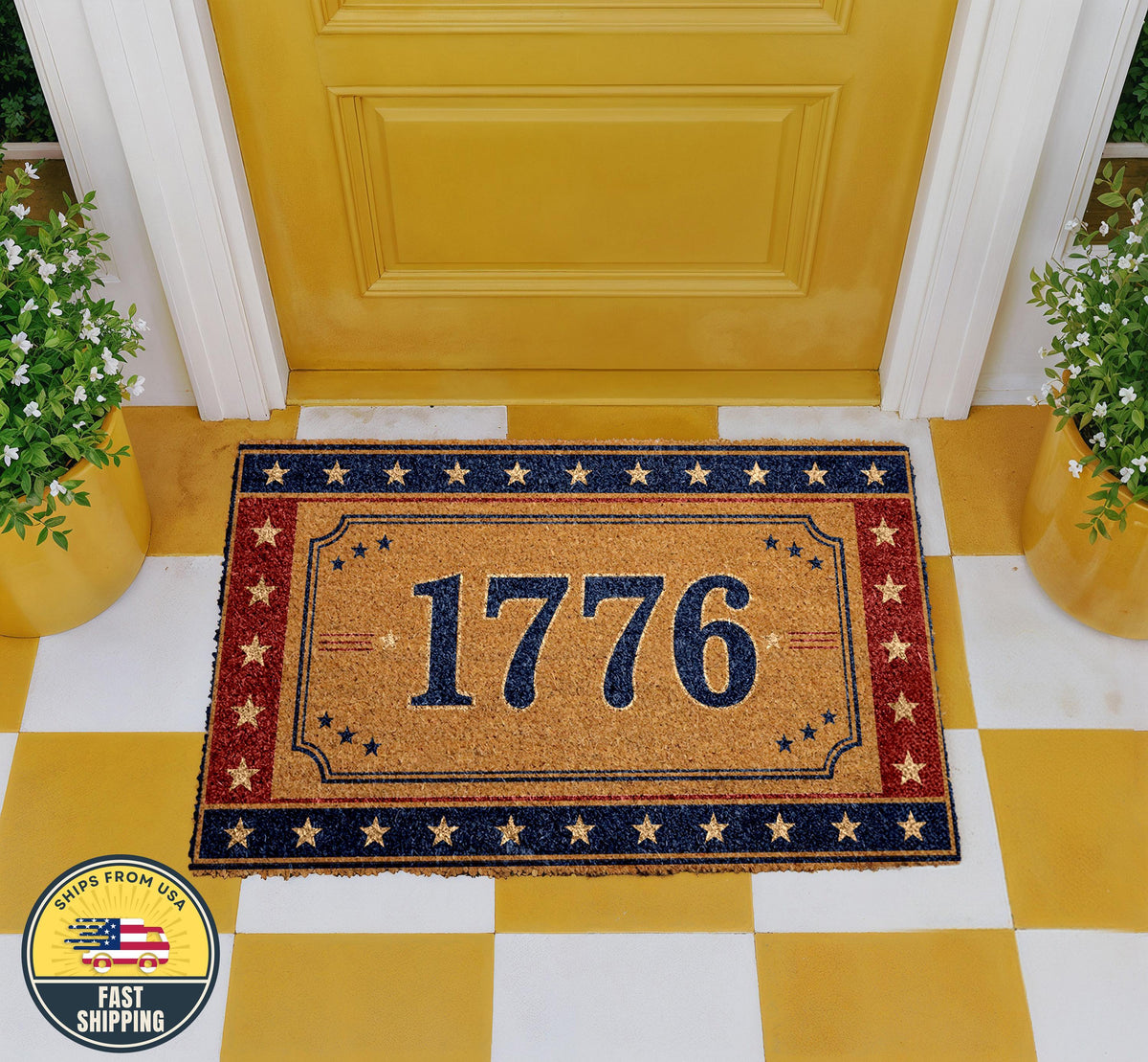 1776 Welcome Mat, Patriotic Front Door Decor, American Revolution Doormat