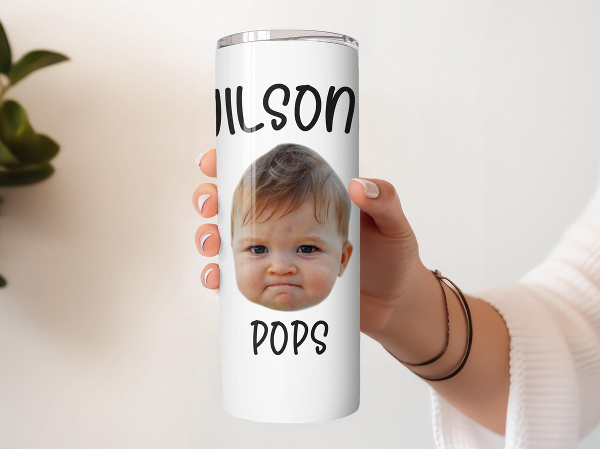 Custom Pops Insulated Tumbler with Child Picture, Personalized Photo Grandpa Coffee Cup