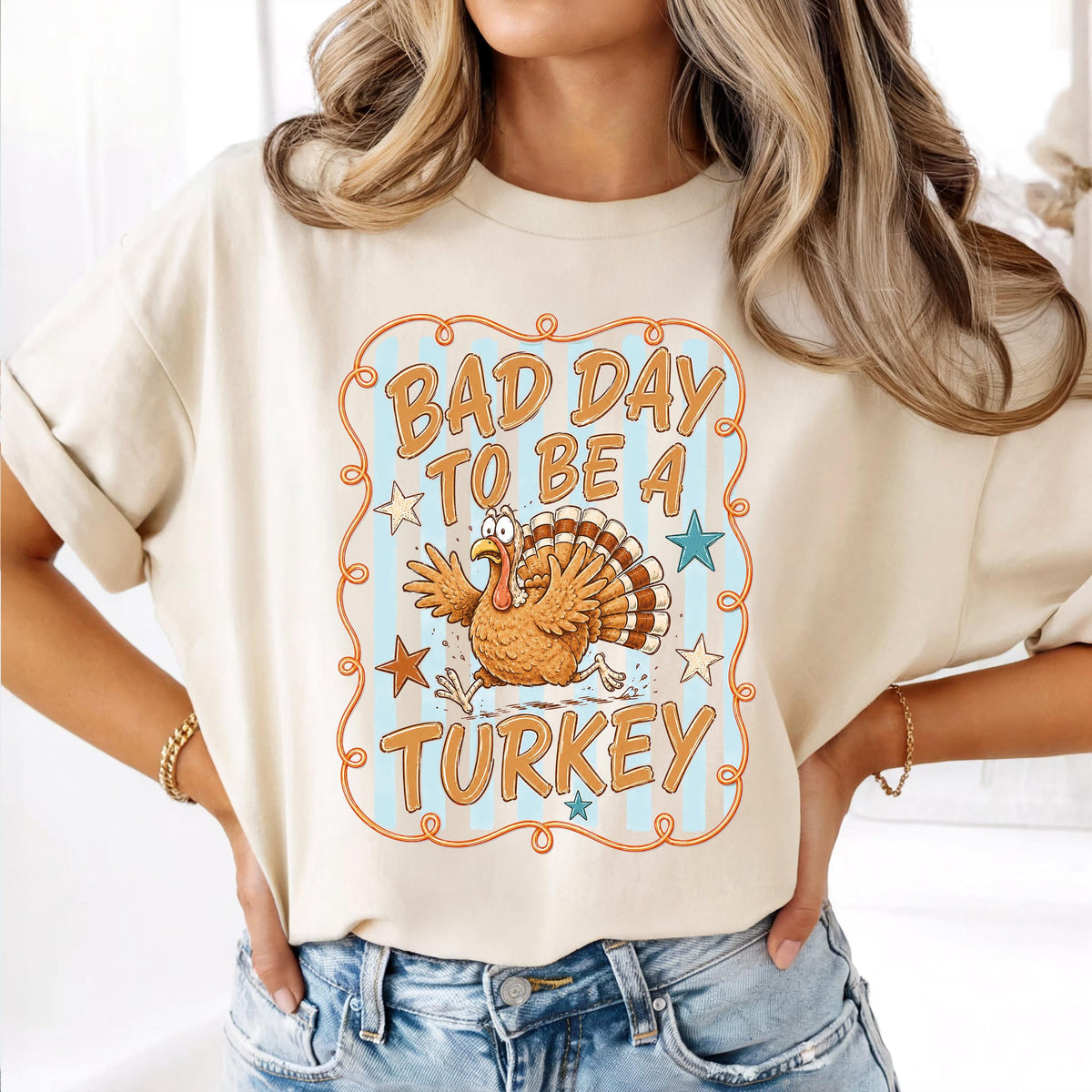 Comfort Colors® Bad Day to Be a Turkey Shirt, Food Sarcastic Humor Tee, Funny Thanksgiving Gift
