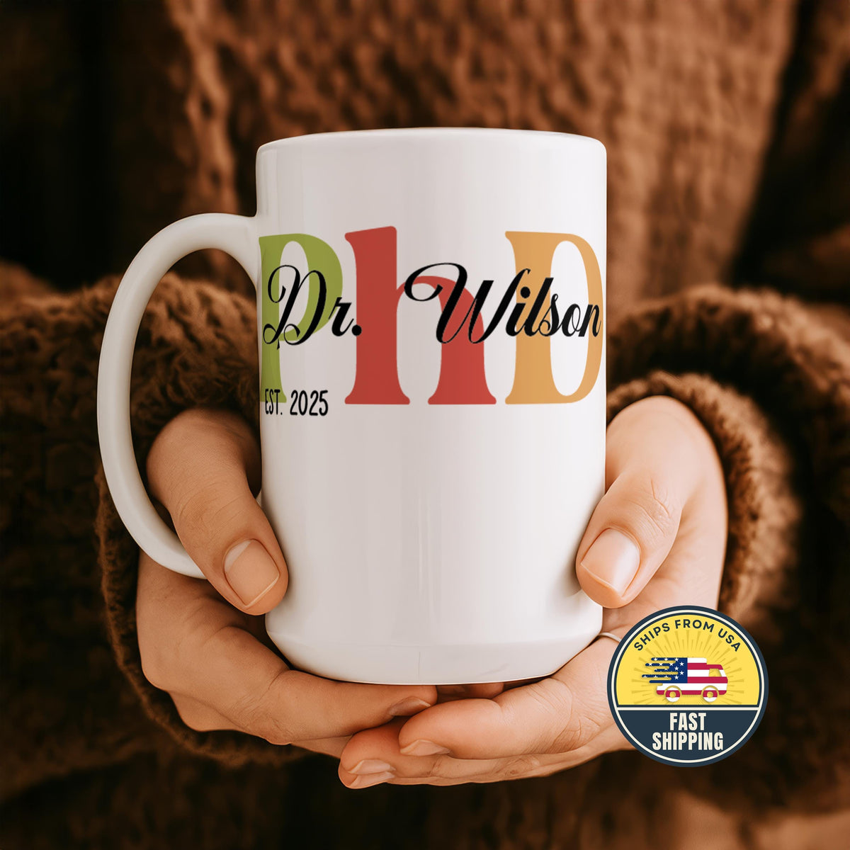 Personalized PhD Graduation Mug, Doctorate Degree Students Grad Gift, Custom Dr Name Coffee Cup