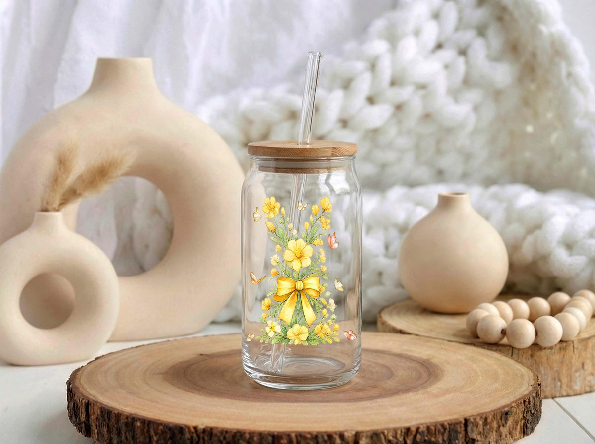 Personalized Easter Bunny Can Glass, Custom Name Iced Coffee Cup, Spring Bunny Glass Tumbler