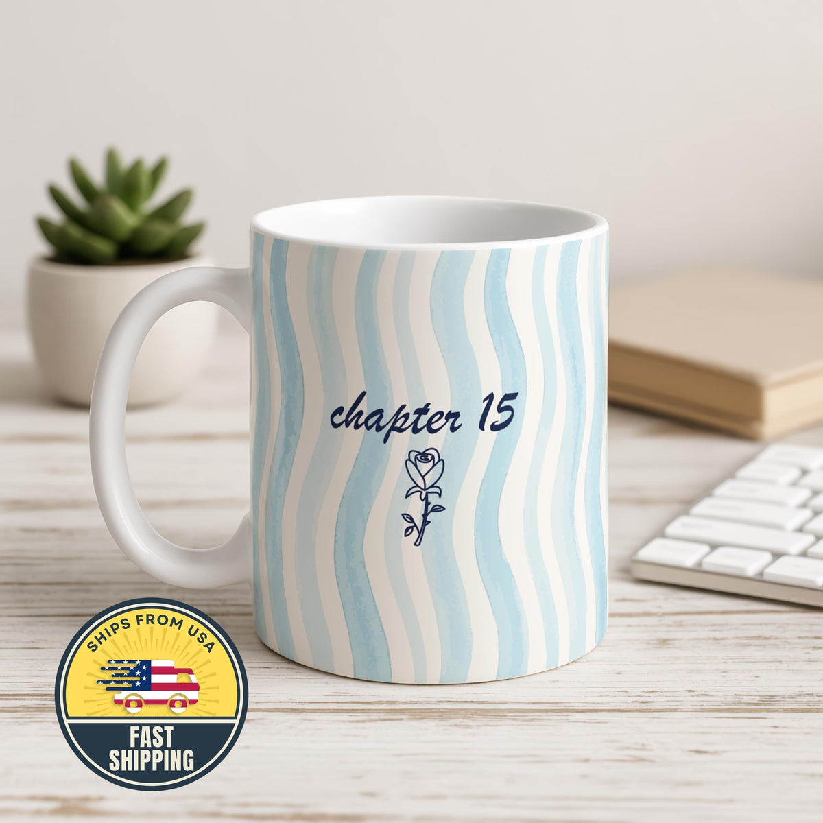 Custom Birth Flower Mug, Book Lover Birthday Gift, Floral Month Chapter 15 Bookish Cup