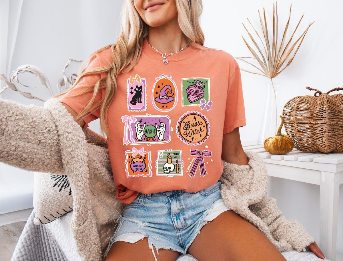 Comfort Colors® Witches Halloween Shirt, Spooky Girls Tees, Fall Season Witchy Vibes T-Shirt