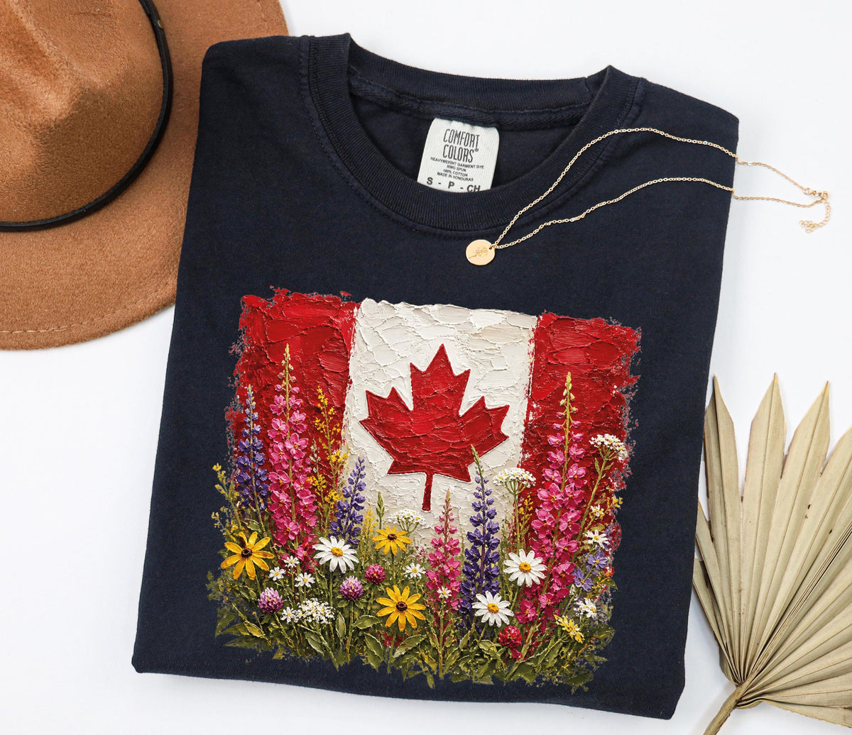 Comfort Colors® Floral Canada Day Shirt, Canada Flag Tee, Patriotic Canadian Women Gift