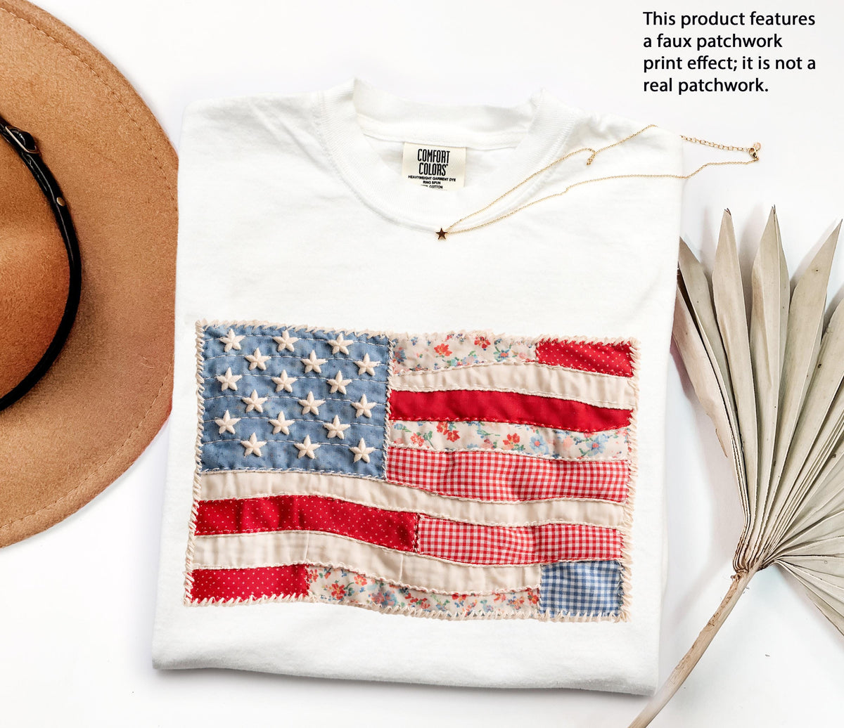 Faux Patchwork American Flag Graphic Shirt