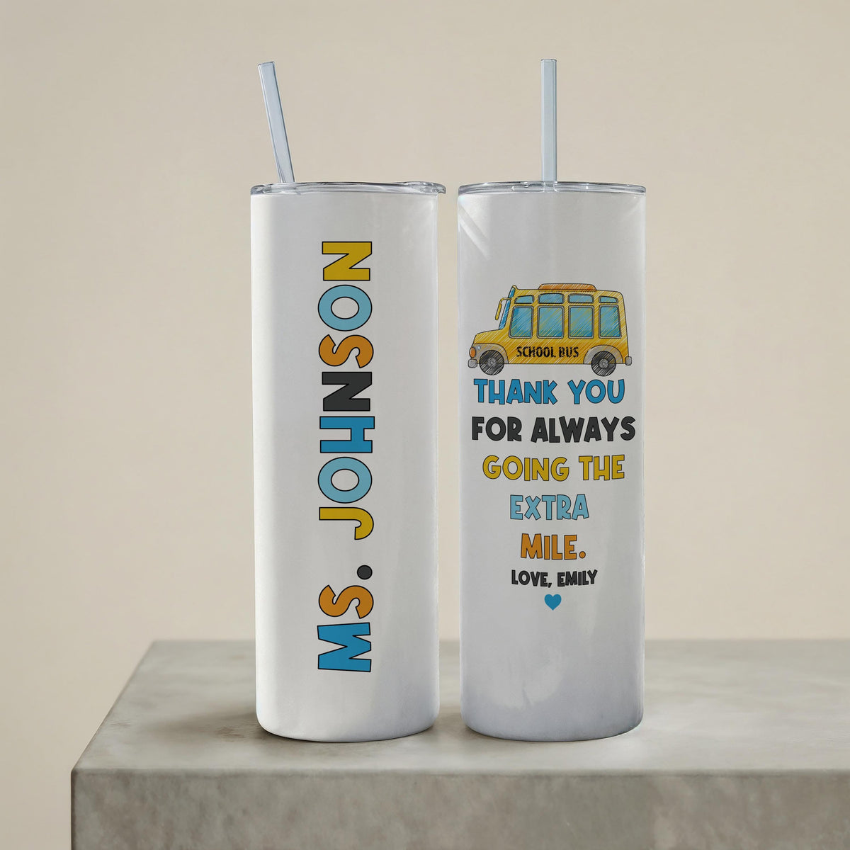 Custom School Bus Tumbler, Personalized Bus Driver Cup, Back to School Drinkware