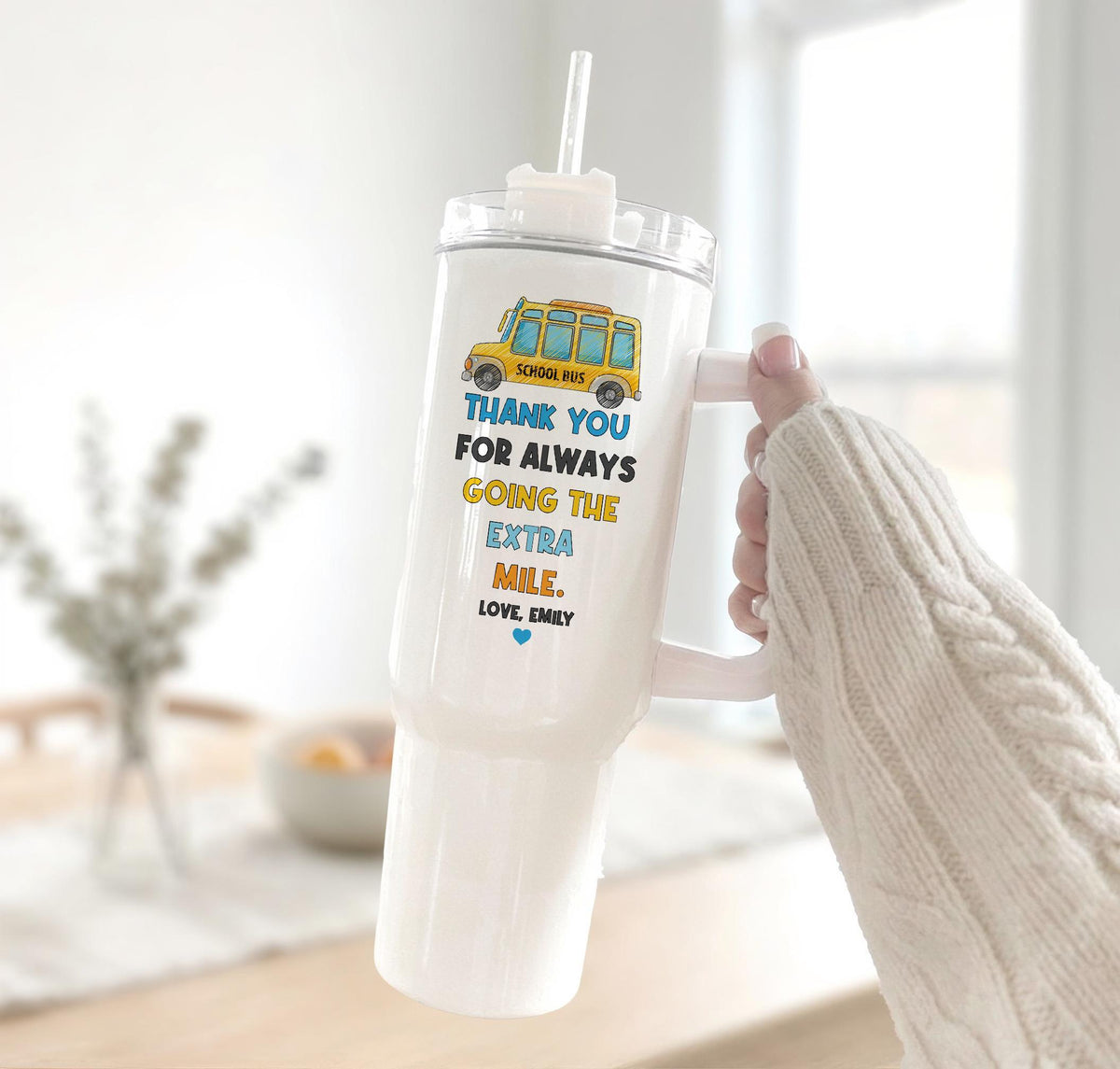 Custom School Bus Tumbler, Personalized Bus Driver Cup, Back to School Drinkware