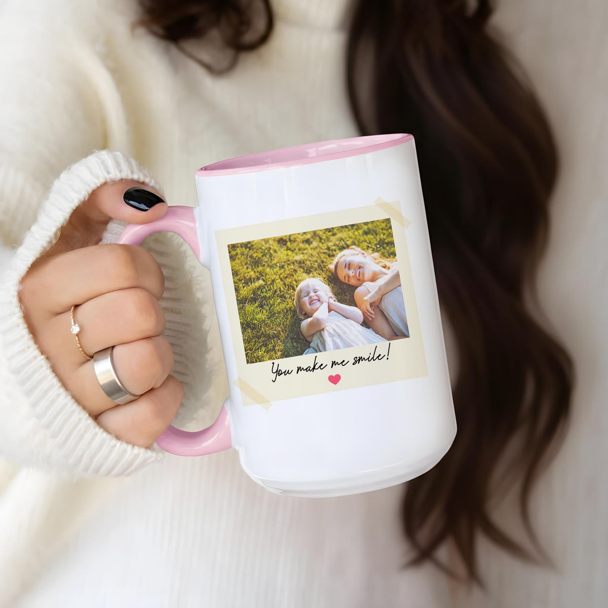 Personalized Vintage Photo Ceramic Mug, Custom Mom and Kids Picture Coffee Cup