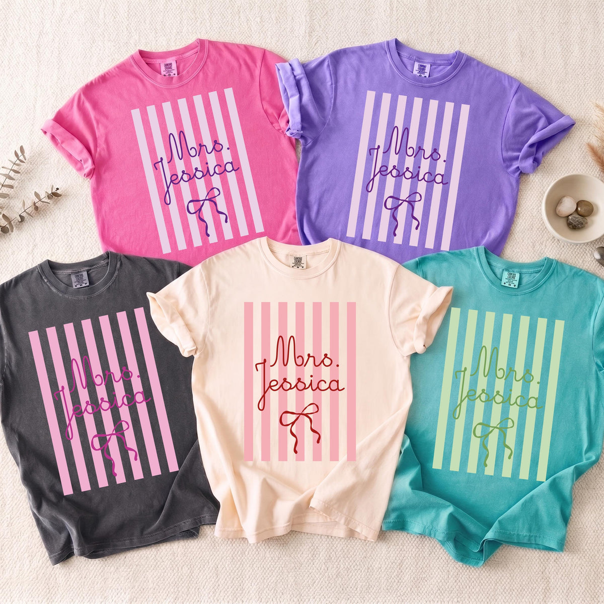 Comfort Colors® Personalized Teacher Bow Shirt, Back to School Matching Tee