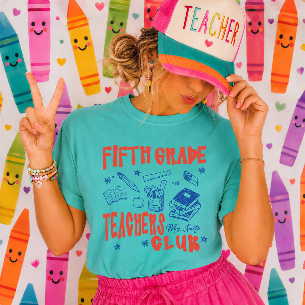 Comfort Colors® Fifth Grade Teacher Shirt, Personalized Teacher Tshirt