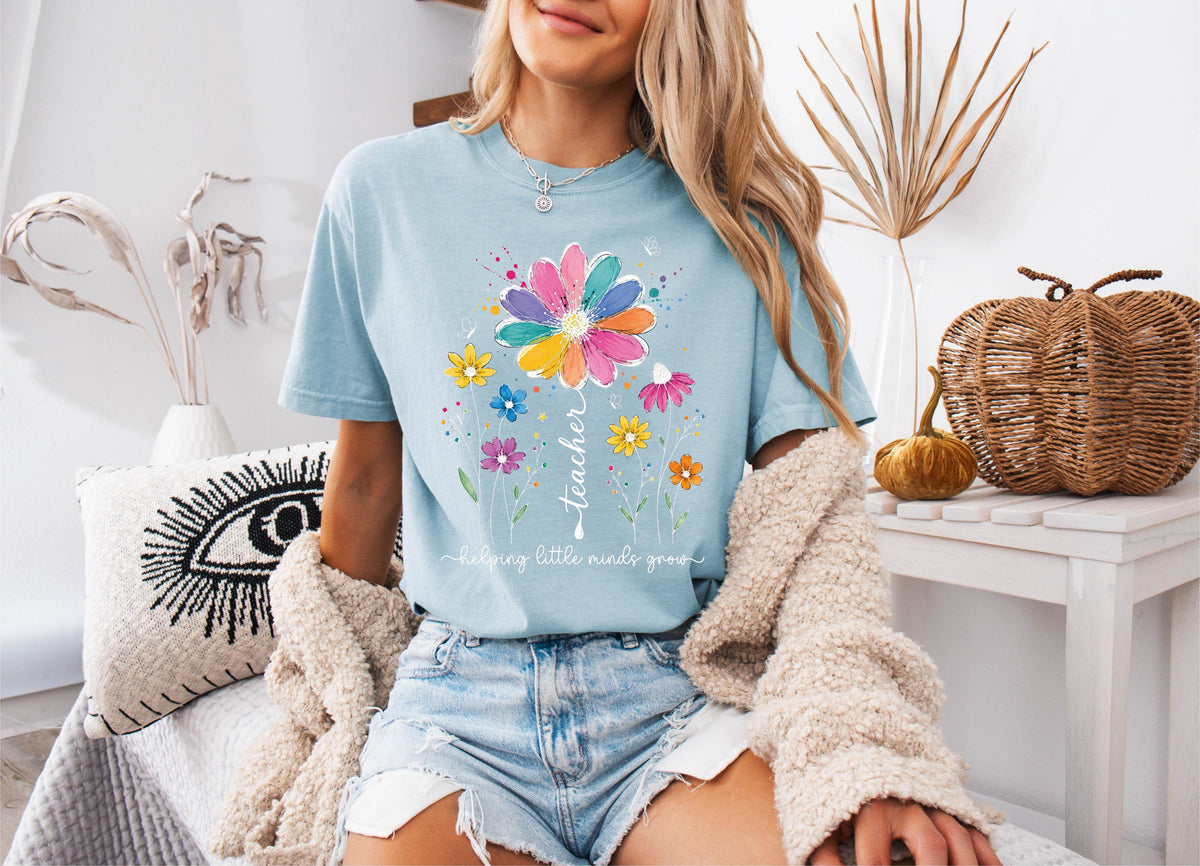 Comfort Colors® Floral Teacher Shirt, Back to School Tee, First Day of School Gift, New Teacher T-shirts