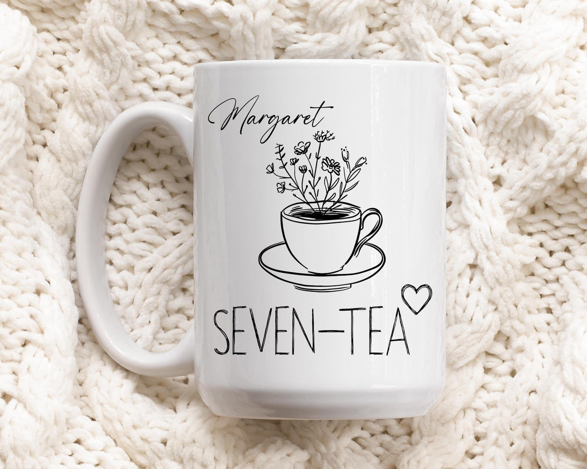 Seven Tea Mug – Custom 70th Birthday Mug, Personalized Gift for 70th Birthday Grandma or Mom
