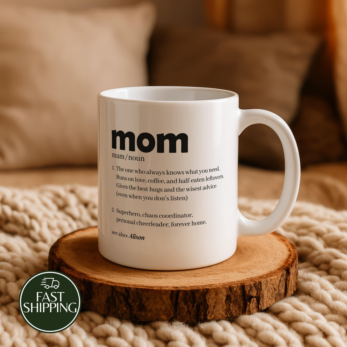 Personalized Mom Definition Ceramic Mug, Heartwarming Mom Quote Coffee Cup, Office Mug for Mom
