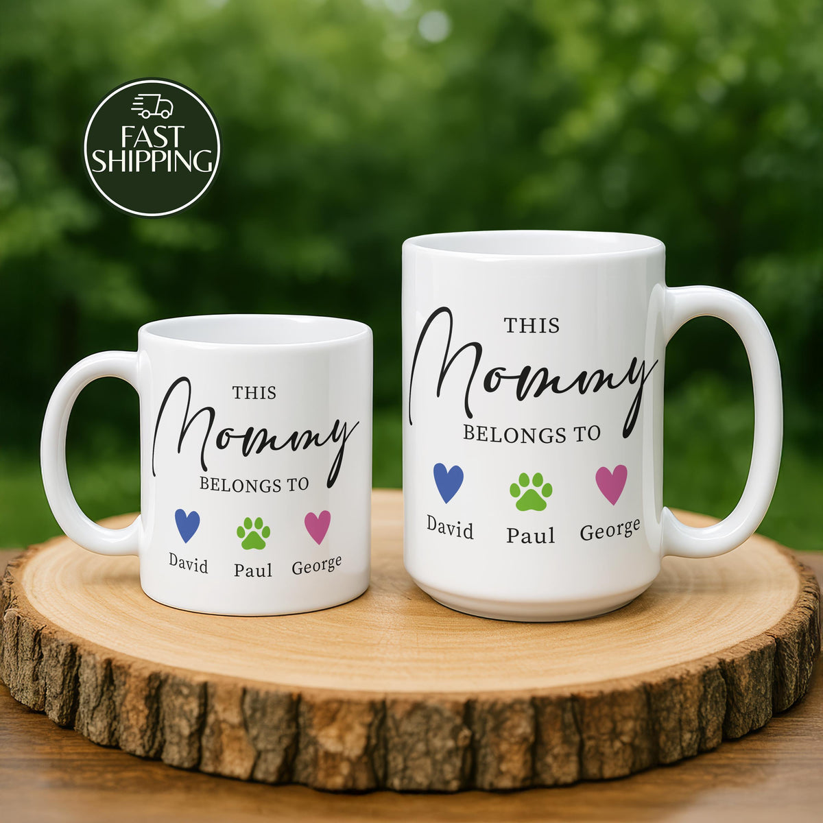 Personalized This Mommy Belongs To Coffee Mug, Custom Kids & Pet Name Ceramic Cup