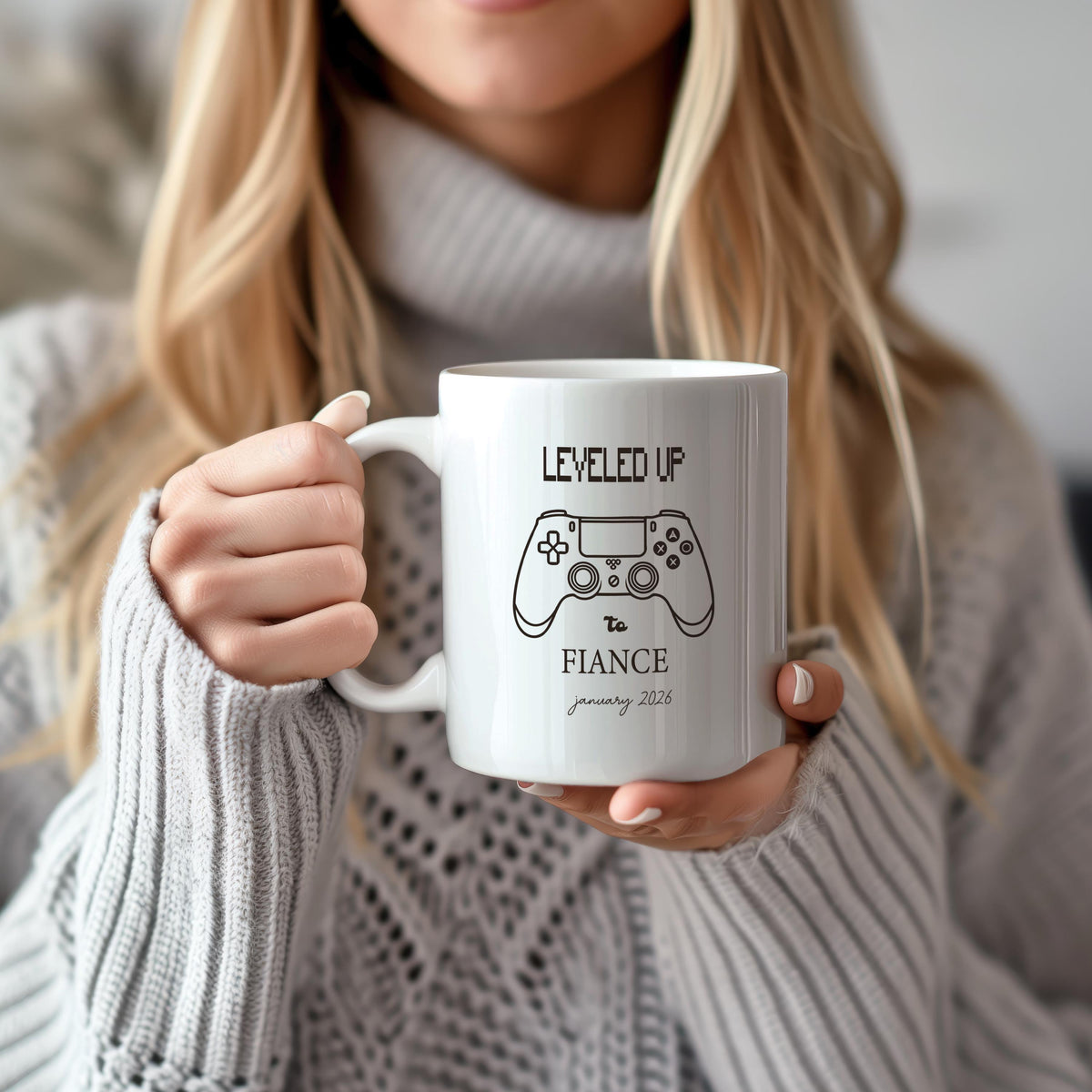 Custom Date Leveled Up To Fiance Cup, Groom To Be Coffee Mug, Engagement Party Gift