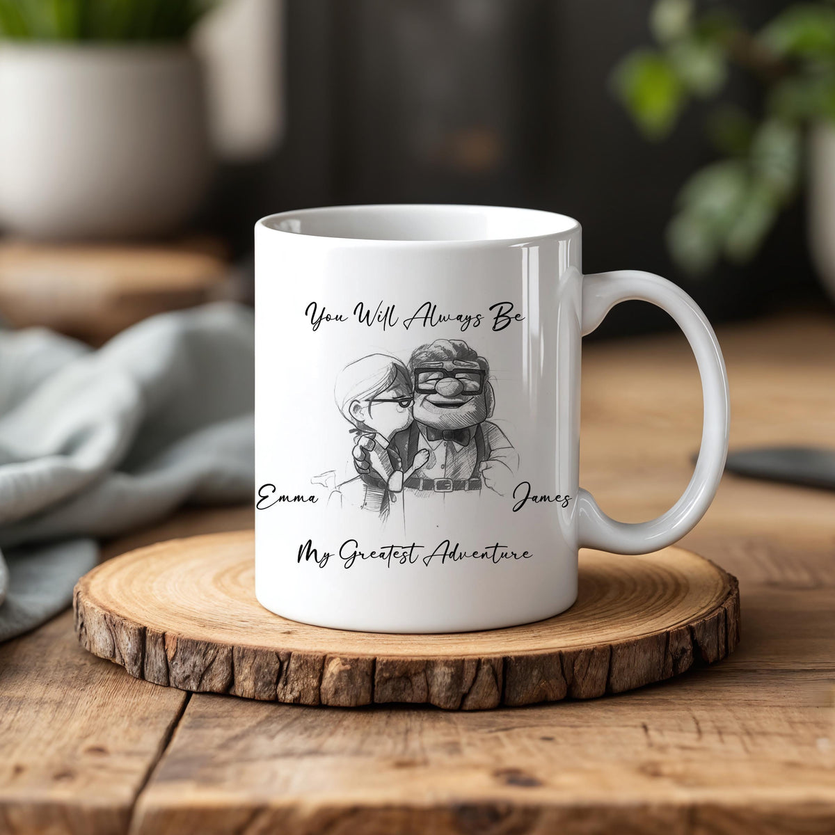 Personalized Couple Coffee Mug, Romantic Adventure Theme Ceramic Cup, Anniversary Gift For Wife
