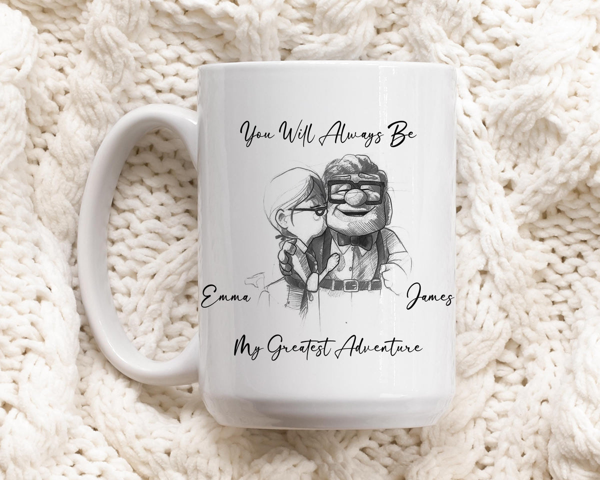 Personalized Couple Coffee Mug, Romantic Adventure Theme Ceramic Cup, Anniversary Gift For Wife