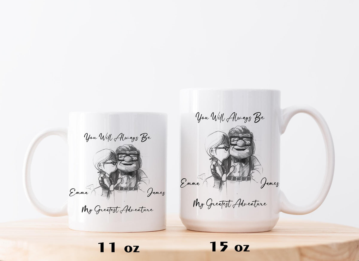 Personalized Couple Coffee Mug, Romantic Adventure Theme Ceramic Cup, Anniversary Gift For Wife