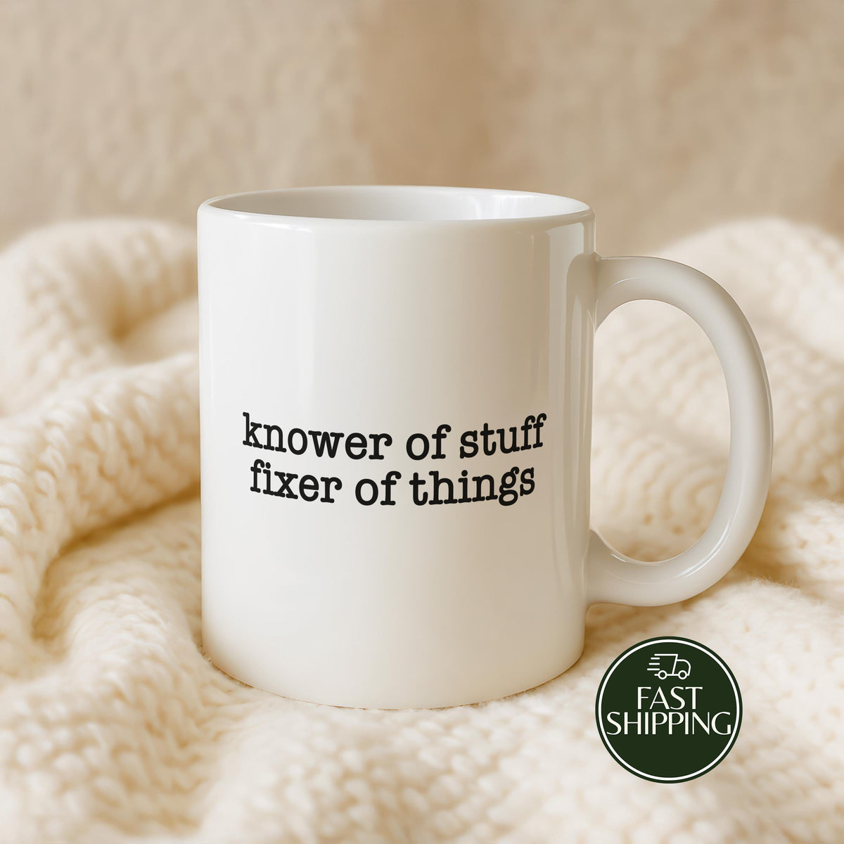 Knower of Stuff Fixer of Things Coffee Mug, Handyman Husband Ceramic Cup