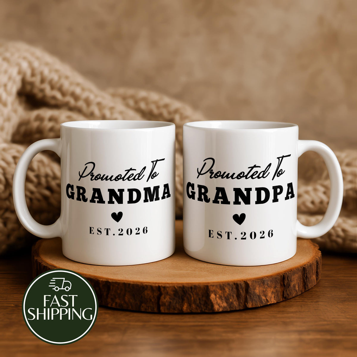 Custom Promoted To Grandma - Grandpa Cup, New Grandparents Coffee Mug, Baby Announcement Gift