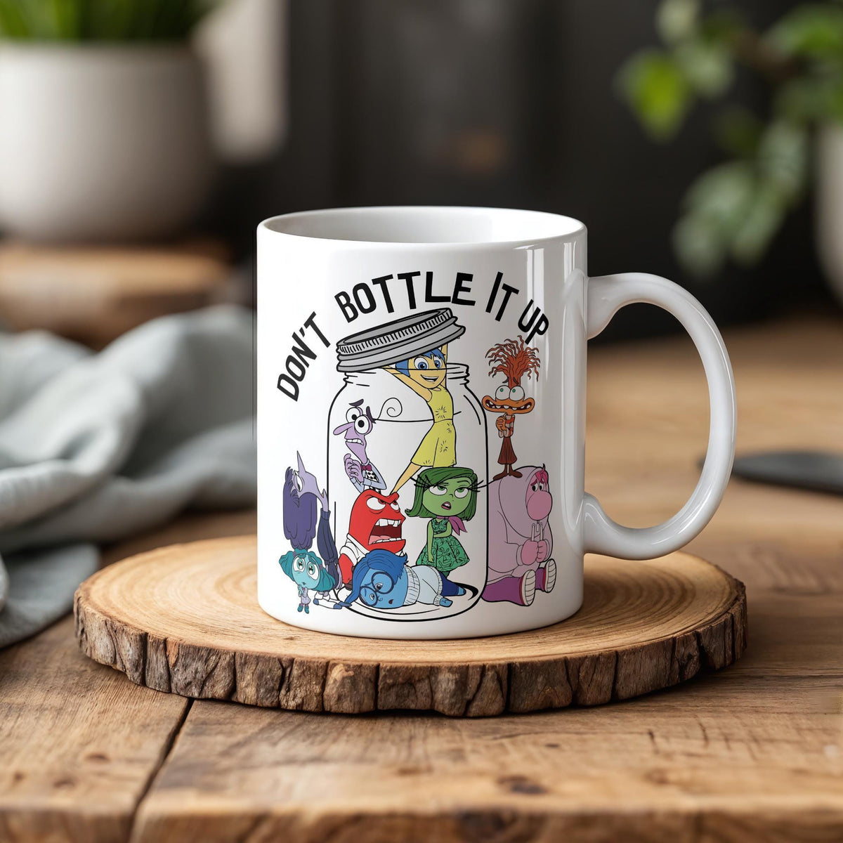Don't Bottle It Up Funny Emotions Mug, Colorful Feelings Inspired Ceramic Mug