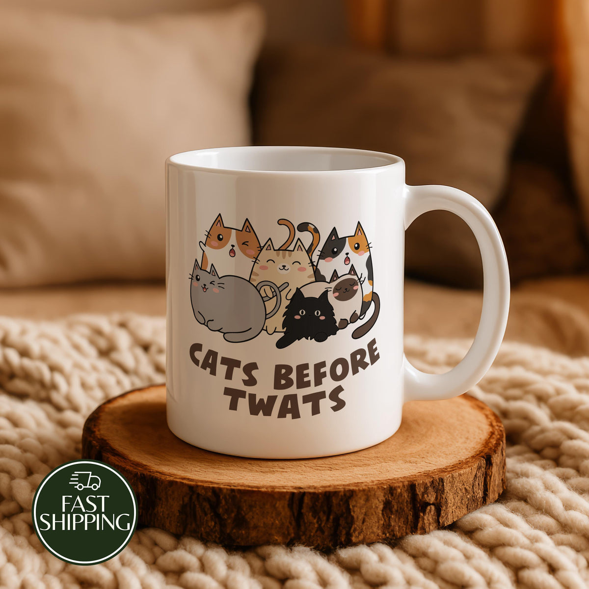 Cats Before Twats Ceramic Cup, Anti Social Cat Lovers Coffee Mug, Sarcastic Pet Owner Gift