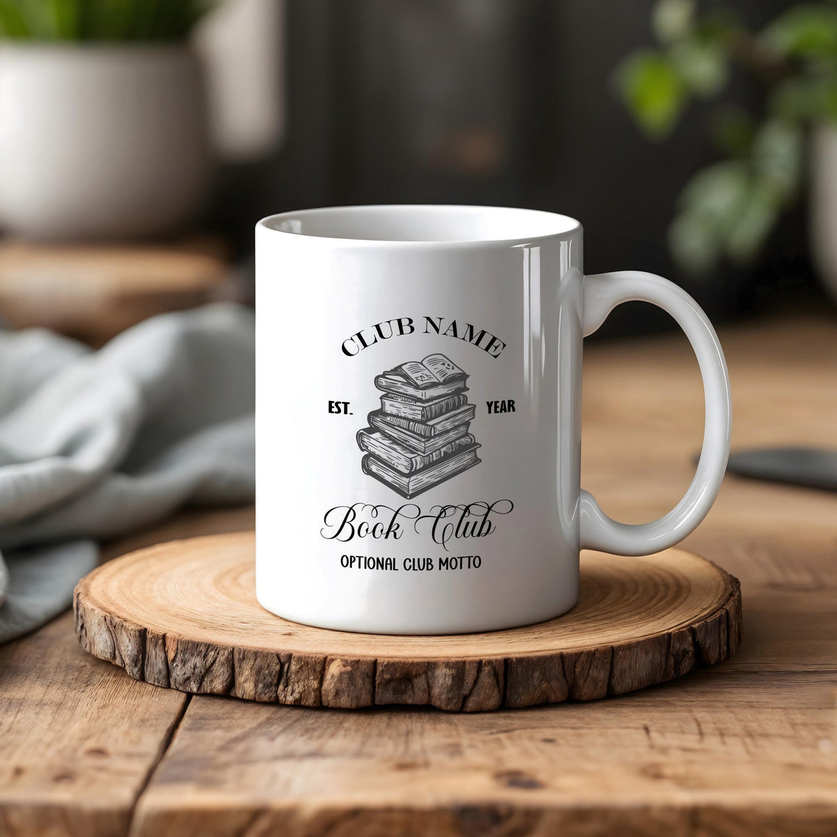 Personalized Book Club Coffee Mug, Custom Club Name & Date Bookish Ceramic Cup