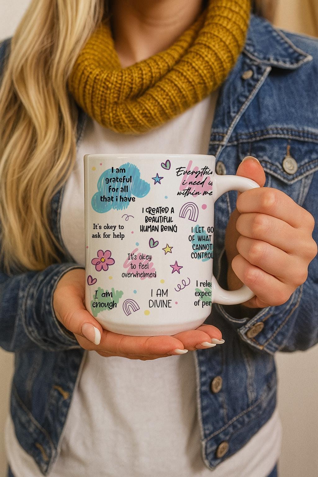 Postpartum Daily Affirmations Mug, New Mom Empowering Ceramic Cup