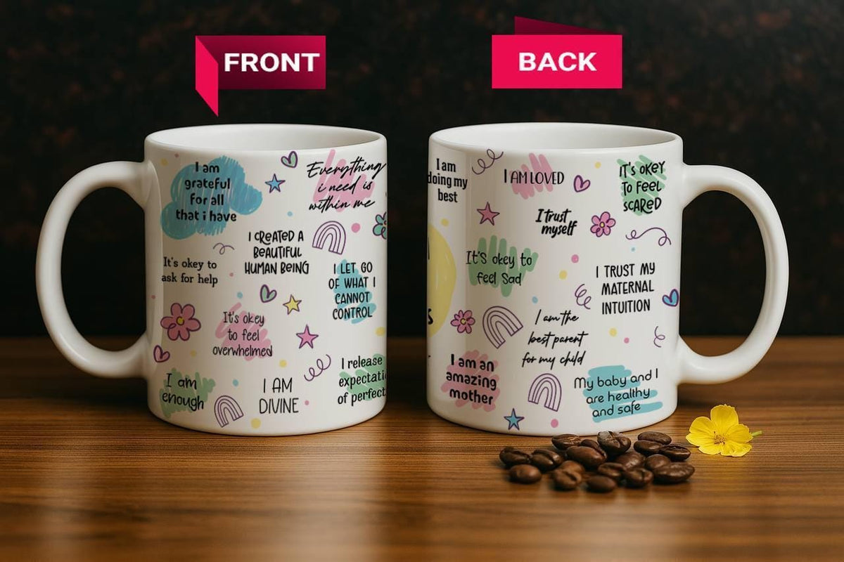 Postpartum Daily Affirmations Mug, New Mom Empowering Ceramic Cup