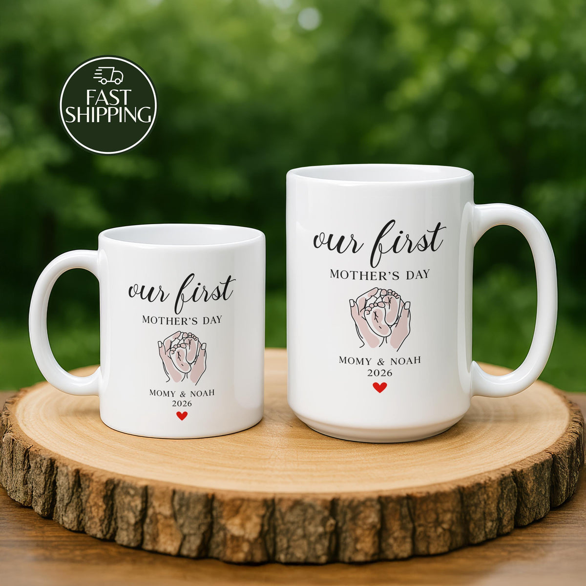 Personalized Our First Mother's Day Mug, Custom Name Coffee Mug For New Mom