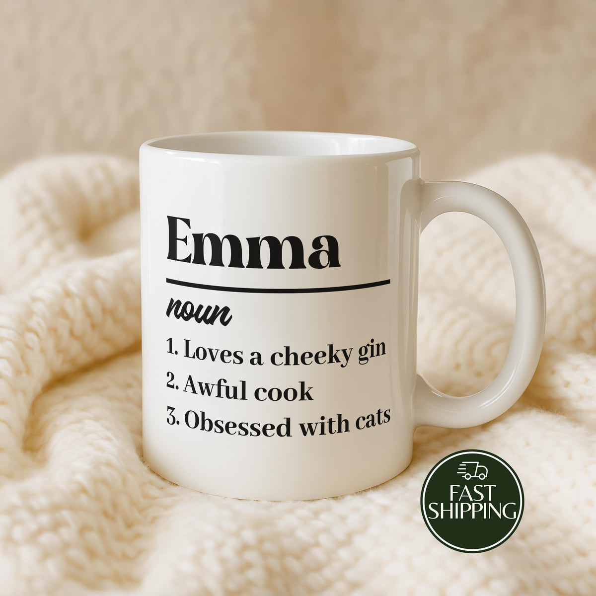 Custom Name Definition Coffee Mug, Personalized Noun Meaning Ceramic Cup