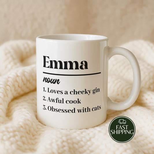 Custom Name Definition Coffee Mug, Personalized Noun Meaning Ceramic Cup