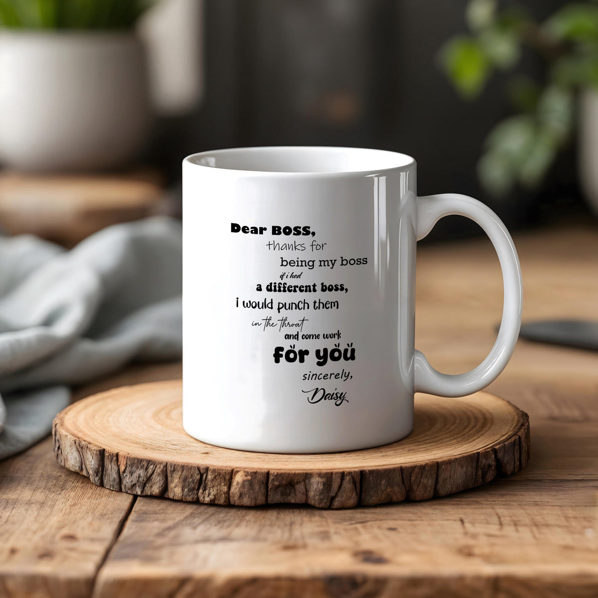 Custom Name Dear Boss Ceramic Cup, Boss Appreciation Coffee Mug, Funny Supervisor Gift