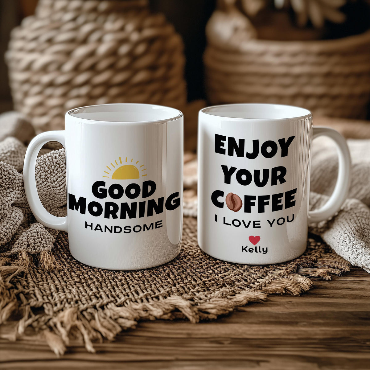 Personalized Daily Use Coffee Lovers Couple Mug, Couple Matching Ceramic Cup