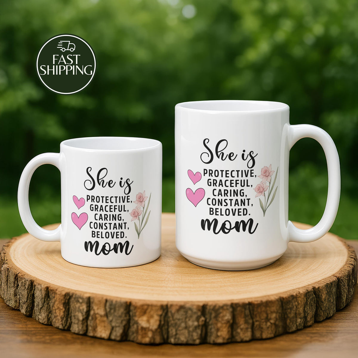 She Is Protective Graceful Caring Constant Beloved Mom Coffee Mug