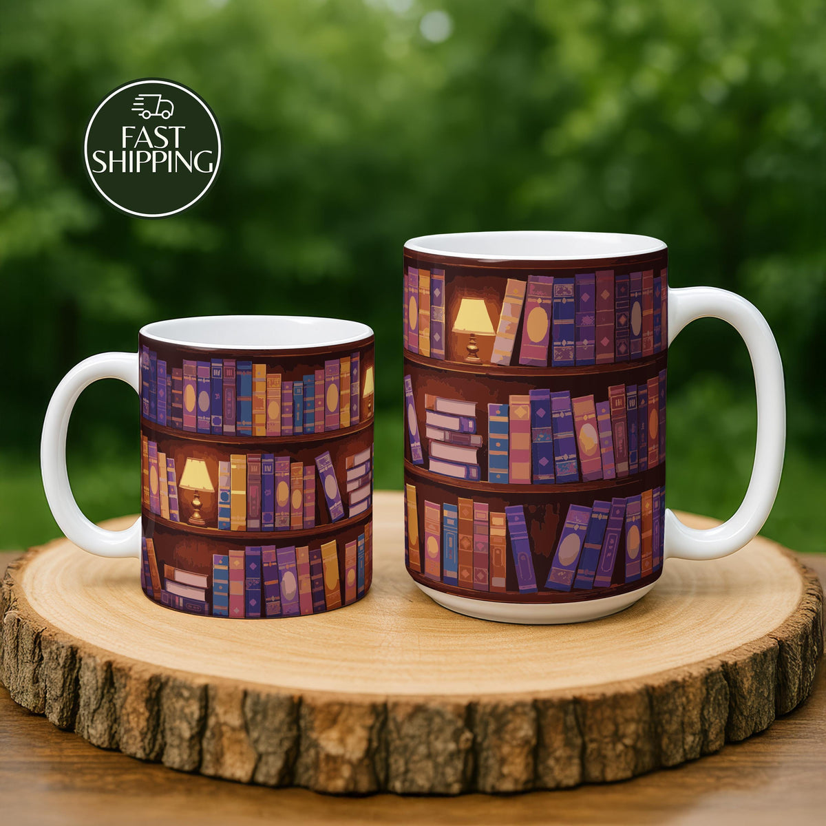 Midnight Library Coffee Mug, Moody Aesthetic Bookish Ceramic Mug