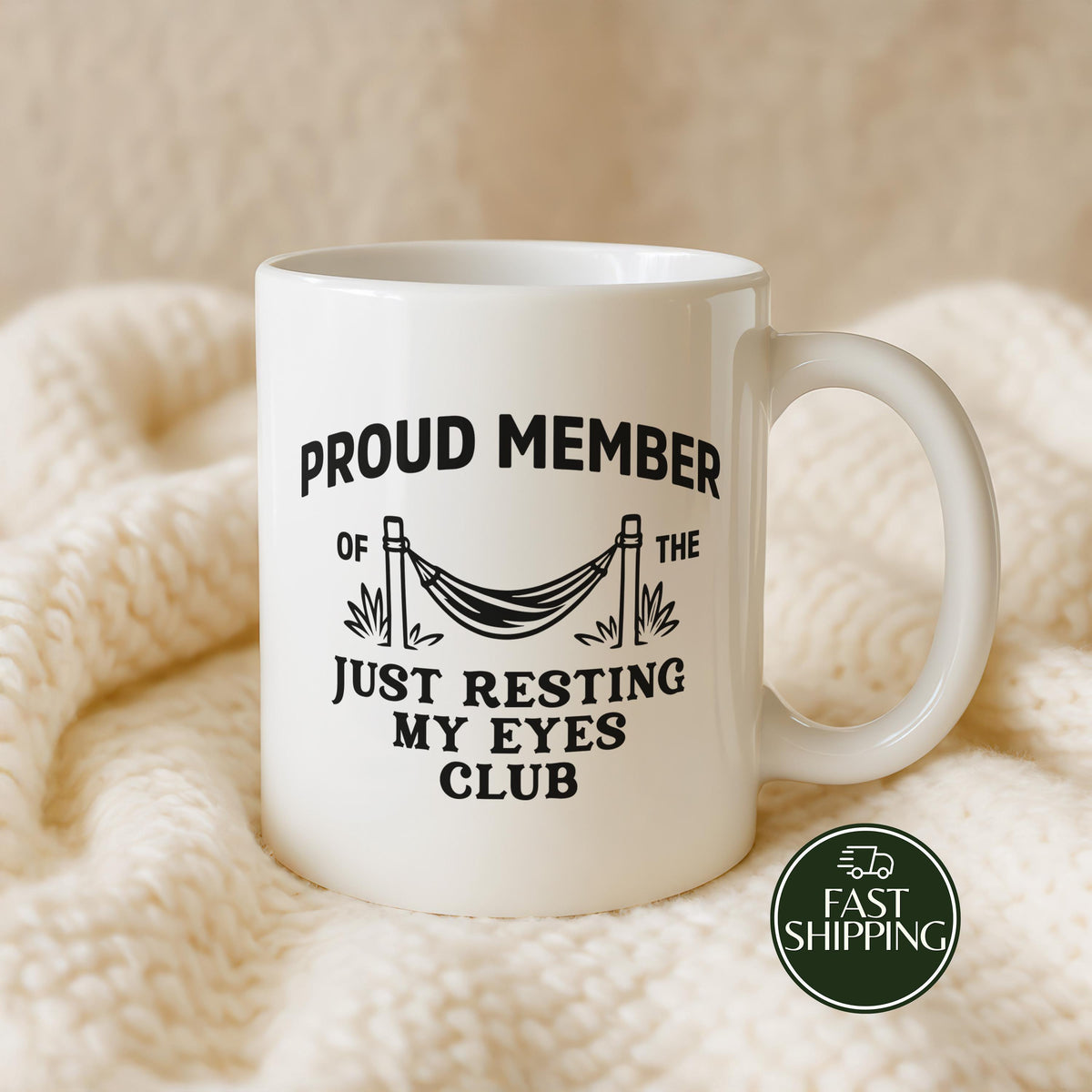 Funny Proud Member of the Just Resting My Eyes Club Cup, Humorous Working Dad Coffee Mug