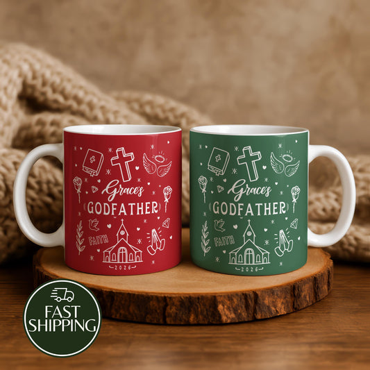 Personalized Colorful Godfather Coffee Mug, Godparent Proposal Gift, Baptism Present for Men