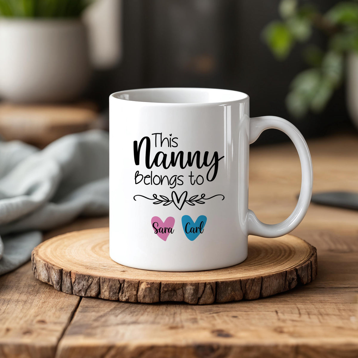 Customizable This Nanny Belongs To Ceramic Mug, Coffee Cup With Grandchildren Names