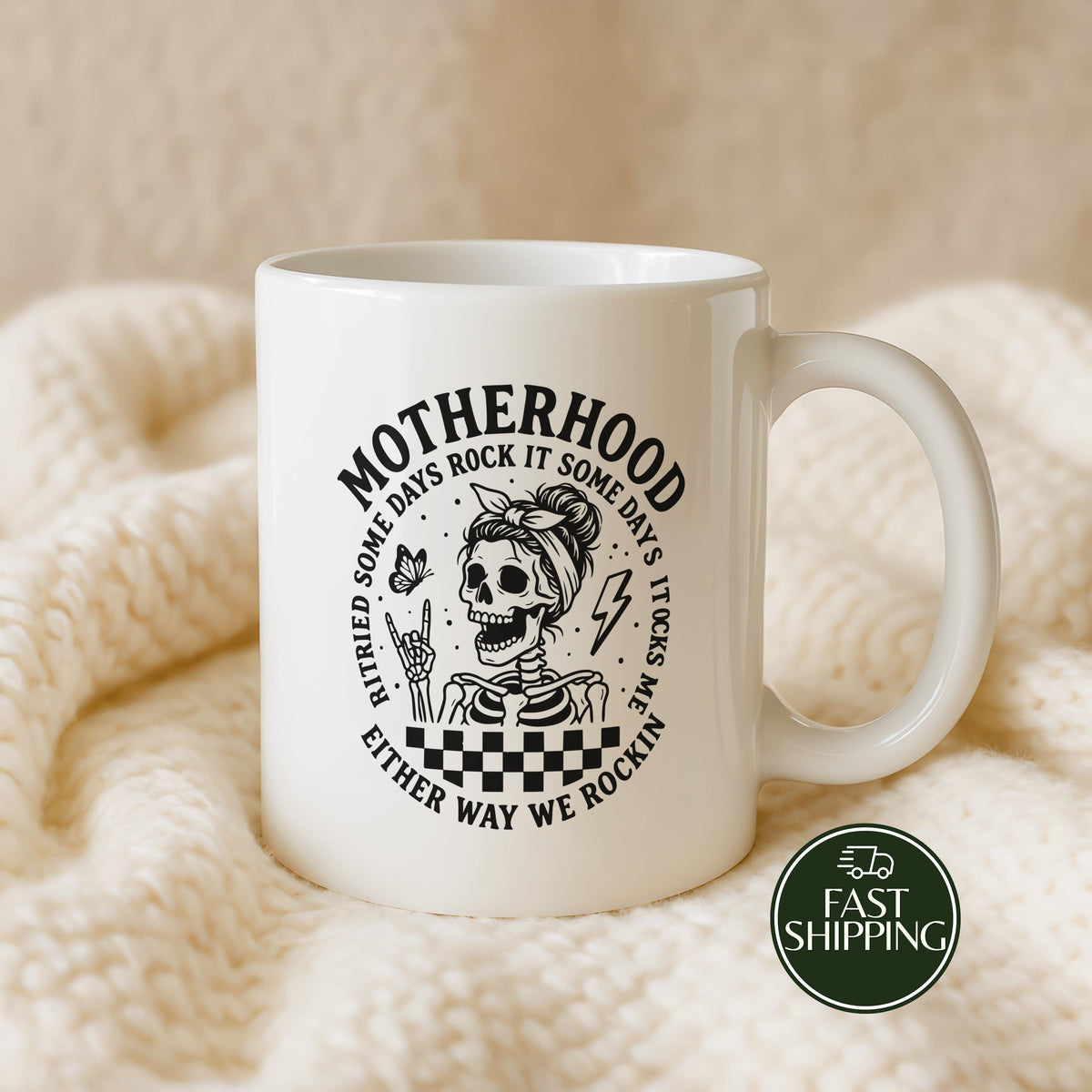 Either Way We Rockin Mom Coffee Cup, Edgy Motherhood Ceramic Cup, Rock Music Lover Mom Gift