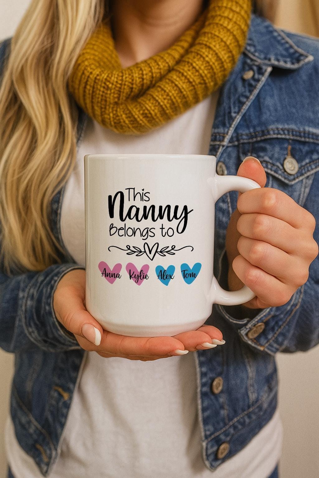 Customizable This Nanny Belongs To Ceramic Mug, Coffee Cup With Grandchildren Names