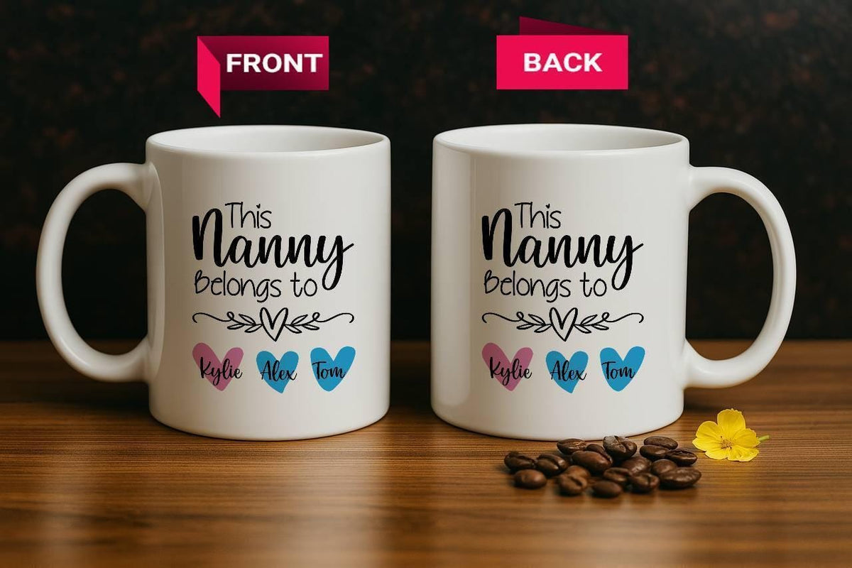 Customizable This Nanny Belongs To Ceramic Mug, Coffee Cup With Grandchildren Names