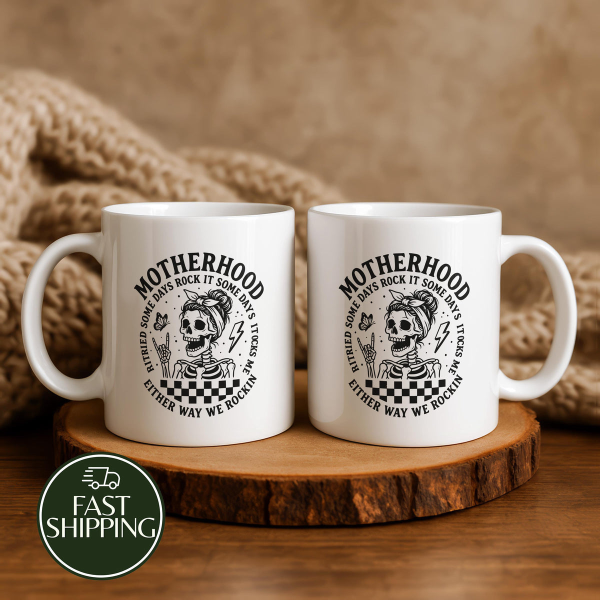 Either Way We Rockin Mom Coffee Cup, Edgy Motherhood Ceramic Cup, Rock Music Lover Mom Gift