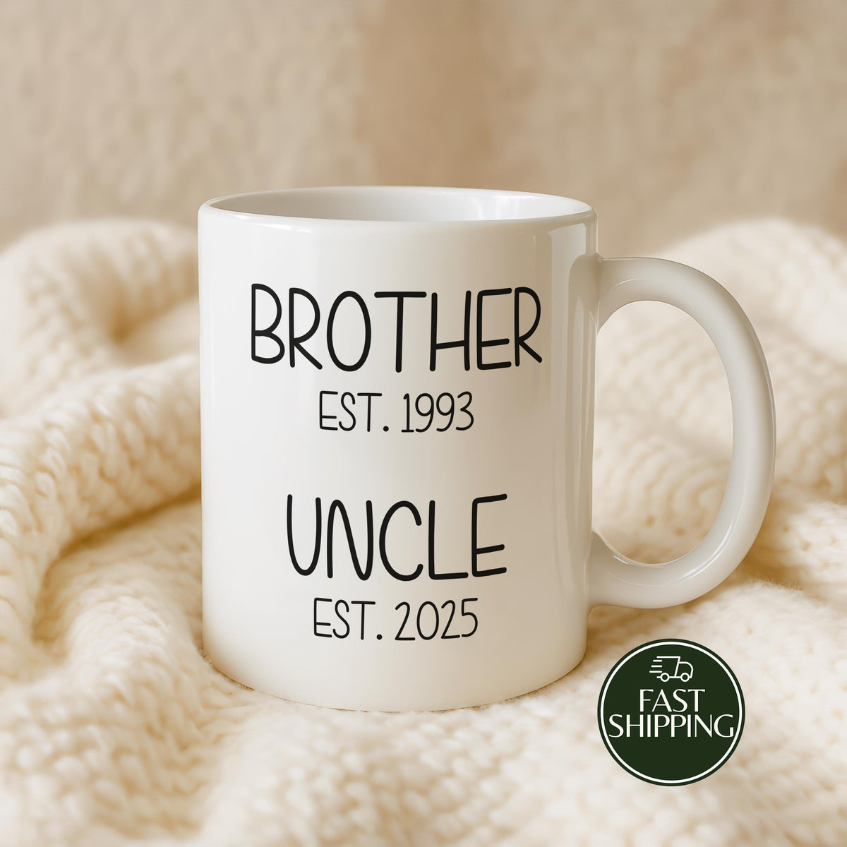 Personalized Brother - Uncle Coffee Mug, Custom Est Ceramic Cup, Pregnancy Announcement Gift