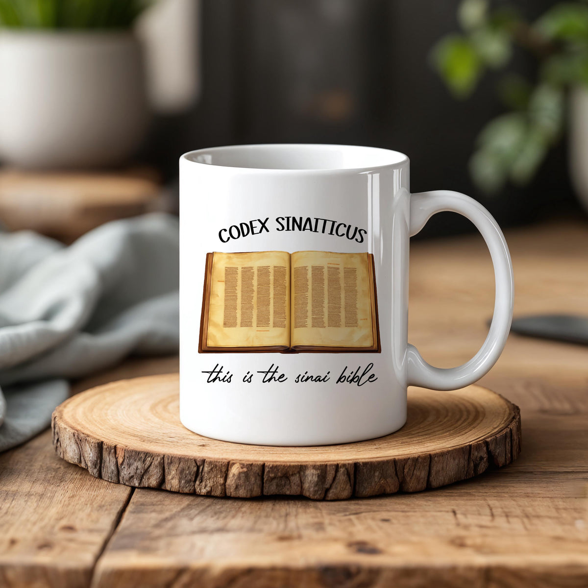 Codex Sinaiticus Ceramic Mug, This Is The Sinai Bible Pottery Cup, Historical Bible Coffee Mug