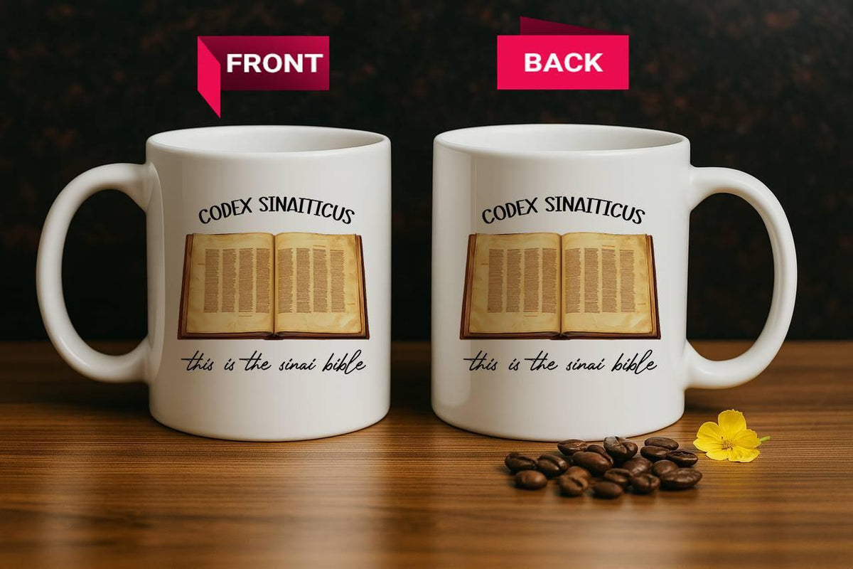 Codex Sinaiticus Ceramic Mug, This Is The Sinai Bible Pottery Cup, Historical Bible Coffee Mug